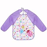 Demiawaking 子供用よだれかけ ベビービブ お食事用防水ビブ 長袖タイプ 洗う必要ないエプロン 可愛いプリント 食事、遊ぶ時クリーンをキープする(え)