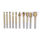高品質10ピース/セットシャンクhss titaniumルーティングロータリーフライスドリルグラインダーカッター木工彫刻カッターツール