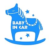デザイン工房ＳＩＧＮＳ 車ステッカー Baby in car 1 綺麗にはがせる 車 ステッカー 木馬 スカイブルー