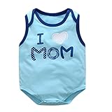 エルフ ベビー(Fairy Baby)新生児半袖ボディスーツ ノースリーブ ロンパース 愛ママ ブルー サイズ：95