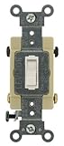 Leviton 54504-2W 15-Amp, 120/277-Volt, Toggle Framed 4-Way AC Quiet Switch, Commercial Grade, Ground