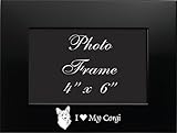 4x6 Brushed Metal Picture Frame-I love my Corgi-Black by LXG, Inc.