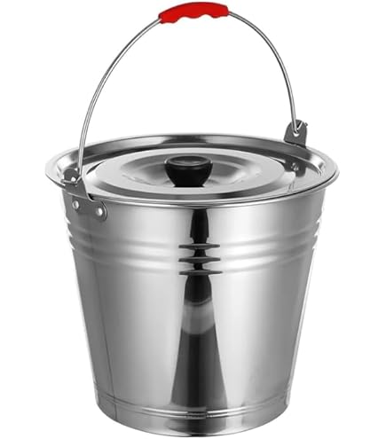 つぶしバケツ缶　　大 Amazon｜LIFAzqJIU バケツ ステンレス鋼 堆肥 灰 氷桶 水筒 蓋付き