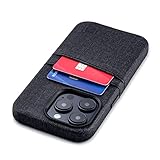 Dockem カードケース iPhone 14 Pro用 マグネットマウント用メタルプレート内蔵 & カードホルダーポケット2個付き Luxe M2 ウォレット キャンバススタイル合成皮革 (iPhone14 Pro, ブラック)