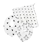 【Lilie】 柔らかい コットン 100％ スタイ 2枚 セット 厚手 ガーゼ タオル 付き 新生児 赤ちゃん 出産祝い に オススメ 可愛い 人気 の 北欧 デザイン (トライアングル×ペンギン)