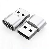 SCKUN ★国内配配送★ シルバー 2個入り Type C (メス) to USB A (オス) 変換 アダプター コネクター Quick Charger 急速 充電 高速データ 転送12 13 14 アンドロイド Type C USB 変換