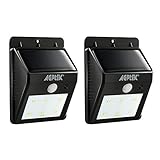 Agptek 2 Pack Outdoor Solar Lights - Bright Wireless Wall Light with Motion Sensor Patio Lights for 