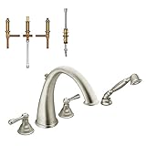 Moen KRTKI-DH-T922BN Kingsley 9-Inch Roman Tub Faucet with Handshower, Brushed Nickel [並行輸入品]
