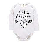 男女兼用　little dreamer　英語文字　狐　ベビー服　女の子　 幼児　赤ちゃん服　子供服 男の子　ロンパース カバーオール　4サイズ　白色　出産祝い/プレゼント70CM－80CM－90CM－