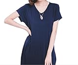 Marshel マタニティ ロングワンピース ワンピース ルームウェア 半袖 春夏 授乳服 授乳口付き 産前 産後 ネイビー フリーサイズ