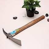 amzmonnsuta　木製ハンドル　ステンレス鋼　ガーデンつるはし鍬　庭の植栽ツール