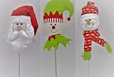 18 " Christmas PlushファブリックPicks Assortment of 3面(サンタ、雪だるま面、とエルフ面