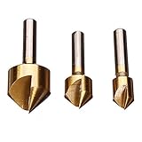 3 ピース シングル フルート 90度エッジ面取り セット皿ドリル ビット