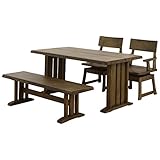 ダイニングテーブルセット 4人掛け 4点 ベンチ 和 和風 鋸目 浮造り 回転チェアー 無垢 (ブラウン)