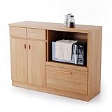 キッチンカウンター レンジ台 熱・湿気がこもりにくい モイス加工 引き出し3杯 スライドレール キッチン収納 国産 幅120cm ナチュラル