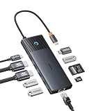 Baseus USB-C ハブ 10-in-1 4K (120hz) デュアルディスプレイ HDMIハブ 2画面拡張 PD100W 10Gbps 高速データ転送 USB 3.2 LAN 1Gbps イーサネット SD/TF カードリーダー Macbook Pro ノートパソコン iPad Proなどに対応 急速充電 ドッキングステーション Metal Gleam II