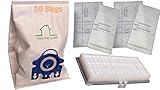 Miele GN Bags 3D Efficiency 10 Bags + 1 AH-30 H.E.P.A + 4 Filters C1 S2 S400 S600 Bundle, Replaces p