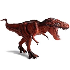 Lechin ティラノサウルス リアル 30cm級 口開閉 両足自立 PVC製 大型恐竜フィギュア おもちゃ 装飾品 オレンジ