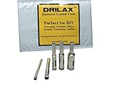Drilax™ 5 Pcs Diamond Drill Bit Set 3/16", 1/4", 5/16", 3/8", 1/2" - Wet Use for Tiles, Glass, Fish 