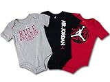 (Jordan)ジョーダン ベビーロンパース 3点セット (0-3M(0～3ヶ月), 灰黒赤) [並行輸入品]
