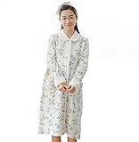 【小丸子の花轮クン】キルティング 襟付き かわいい あたたか ふんわり エア生地コットン 長袖 厚い マタニティ パジャマ ワンピース 前開き 産前産後 (XL, ホワイト)