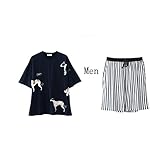 GAODUZI 夏のコットンラバーズパジャマかわいい女性のゆるい寝間着スカートメンズ半袖コットンホームサービススーツの下着（半袖+ショーツ） (色 : マルチカラー まるちから゜, サイズ さいず :