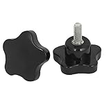 50mm Star Head M8x20mm Male Thread Screw on Clamping Knob Black 2pcs [並行輸入品]