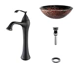 Kraus C-GV-710-12mm-15000ORB Lava Glass Vessel Sink and Ventus Faucet Oil Rubbed Bronze by Kraus