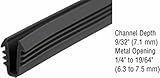 CRLブラックガラスビニール9 / 32 "チャネル奥行1 / 4 " to 19 / 64インチメタルOpening – 100 'ロール