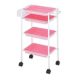 トレーワゴン ピンク [ エステワゴン ネイルワゴン キッチンワゴン マルチワゴン サイドワゴン キャスター付き 収納 業務用 サロン ワゴン ラック ]◆