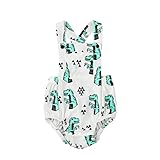 Karchi ベビー服 男女兼用 ロンパース 可愛い　恐龙柄 袖無し 　コットン100% カバーオール　春夏服 誕生日　お出かけ　パーティー ０－２４ヶ月設定　ホワイト (80)