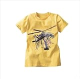 ニューボーイのティーシャツイエローカラー100％コットンTシャツエアプレーンプリント