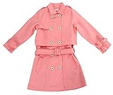 C-Princess 子供 キッズ トレンチコート ジャケット ワンピース 2点セット 春秋 女の子 ガールズ アウター 羽織り かわいい フォーマル ピンク 90cm