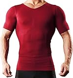 [SPALTAX] スパルタックス 加圧シャツ メンズ 加圧インナー 半袖 vネック インナーシャツ コンプレッション (着圧力 弱) (M, レッド)