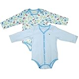 ボーイズベビー[Baby’s Dream]男の子用|綿100％長袖肌着カバーオール|肌着シャツ|ボディスーツ|ロンパース２枚セット|暖かやわらか素材 70cm ブルー-ホワイト