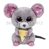 New TY Beanie Boos Stuffed Animal Squeaker Mouse with Cheese 15cm/6'' Cute Big Eyes Ty Plush Animals
