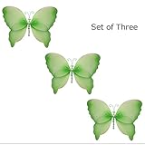 Set of 3 : Hangingバタフライグリーンクリスタルナイロンメッシュ蝶赤ちゃん保育園寝室の女の子部屋天井壁装飾結婚誕生日パーティーシャワーホームPlayroomデコレーションby bugs
