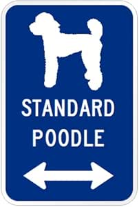 Amazon Co Jp Standard Poodle マグネットサイン ブルー スタンダードプードル 小 シルエットイラスト 矢印 英語標識デザイン Water Resist 服 ファッション小物