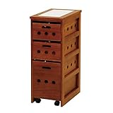 山善(YAMAZEN) 野菜&amp;ペットボトル ストッカーワゴン オークブラウン HYS-8030P(OBR)