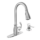 Moen 87910 Pullout Spray High-Arc Kitchen Faucet with Soap Dispenser from the Kipton Collection, Chr