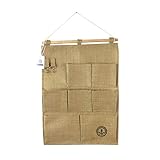 Iceblueコットンリネンover壁ドアクローゼットウィンドウHangingストレージケースオーガナイザーバッグフック付き7-pockets グリーン