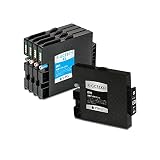 J-ECO製 GC31H 4色セット ＋ GC31KH 顔料 お得な5本セット 増量 ISO14001、ISO9001、CE、SGS認証工場 リコー用 互換インクカートリッジ 残量表示 (GC31H GC31KH GC31CH GC31MH GC31YH)