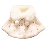 MIOIM 子供服 女の子 無地 コート ベビー服 ぬいぐるみ マント ふわふわ ポンポン ボタン 折り襟 アウター 暖かい 新生児 保温 冷房 防寒対策 宴会 披露宴 結婚式