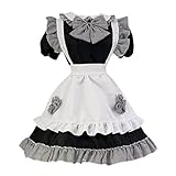 [FULINE] メイド服 メイドコスプレ メイドコスチューム 可愛い チェック柄 メイド服 セット 大きい S~5XL メイド コスプレ 半袖 フリル ギンガム エプロン カチューシャ 変装 制服 喫茶店 撮影 ハロウイン 文化祭 イベント パーティー