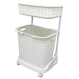 ランドリーバスケット 2段 ランドリー バスケット カゴ ランドリーラック ランドリーボックス 洗濯かご 洗濯カゴ 洗濯物入れ 脱衣カゴ 風呂 脱衣 収納 収納バスケット【ホワイト】