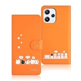 Qribo Redmi 12 ケース 手帳型 Xiaomi Poco M6 Pro 5G ケース シンプルなのに可愛いデザイン エンボス加工猫柄 うれしい気持ち 6.79インチ対応 ポコ M6 Pro 5G 手帳型ケース レッドミー12 ケース Redmi 12 5G スマホケース Redmi 12 5G ケース 薄型 防水 の耐久性 滑り防止 美しい 贈り物 友達 - オレンジ