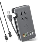 素直な虹 電源タップ USB付きType-C PD USB コンセント USB-C 延長コード 【２USB-C PD 急速充電ポート・３個USB-Aポート・３セットACコンセント・PSE認証済・ケーブル収納式】急速充電 USB C-C ケーブル付き AC1400W出力 iPad iPhone Xperia Galaxyなど対応