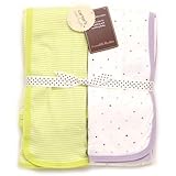 Carter's (カーターズ) ブランケット 2枚セット 水玉×ピンストライプ 白・イエローグリーン [並行輸入品]