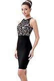 フィスティック レディース用「タチアナ」レース オーバーレイ ホルターネック ドレス ブラック Lサイズ (インポート)