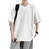 [YEOREO] tシャツ メンズ vネックtシャツ メンズ 半袖 夏服 無地 大きい サイズ ゆったり 柔らかい 快適 涼しい シンプル オシャレ カジュアルトップス 人気-bai-2XL